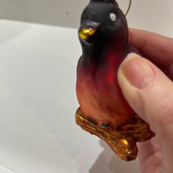 Old World Christmas Red Bird on branch ornament size 3.5” Shimmery - Picture 3 of 7